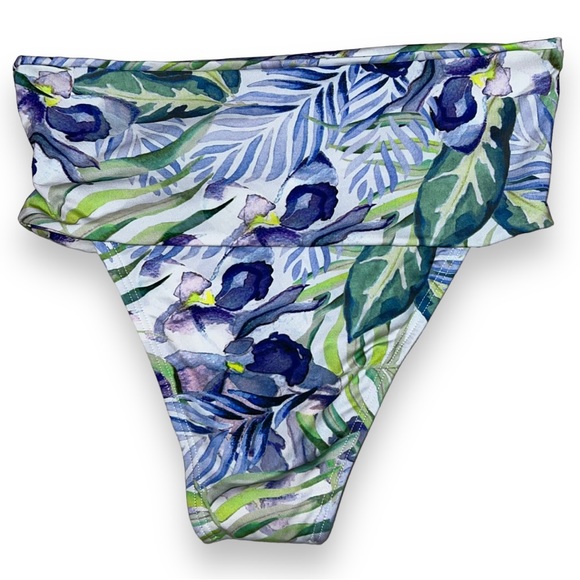 NEW SAHA White/Blue & Purple Floral Foldable High Waist Bikini Bottoms Womens XS - Picture 4 of 12